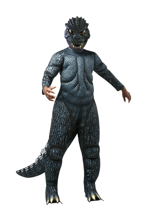 II Godzilla Fancy-Dress Costume for Children with Jumpsuit, Mask and Gloves for Ages 4-6, Boys Size M
