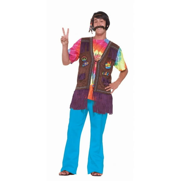 RUBIES II Hippie Peace Vest Fancy-Dress Costumes for Adults with 60's Style, Standard Adult Size