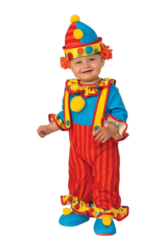RUBIES II Little Clown Costume for Infants with Jumpsuit, Hat and Booties, Infants 0-12 Months