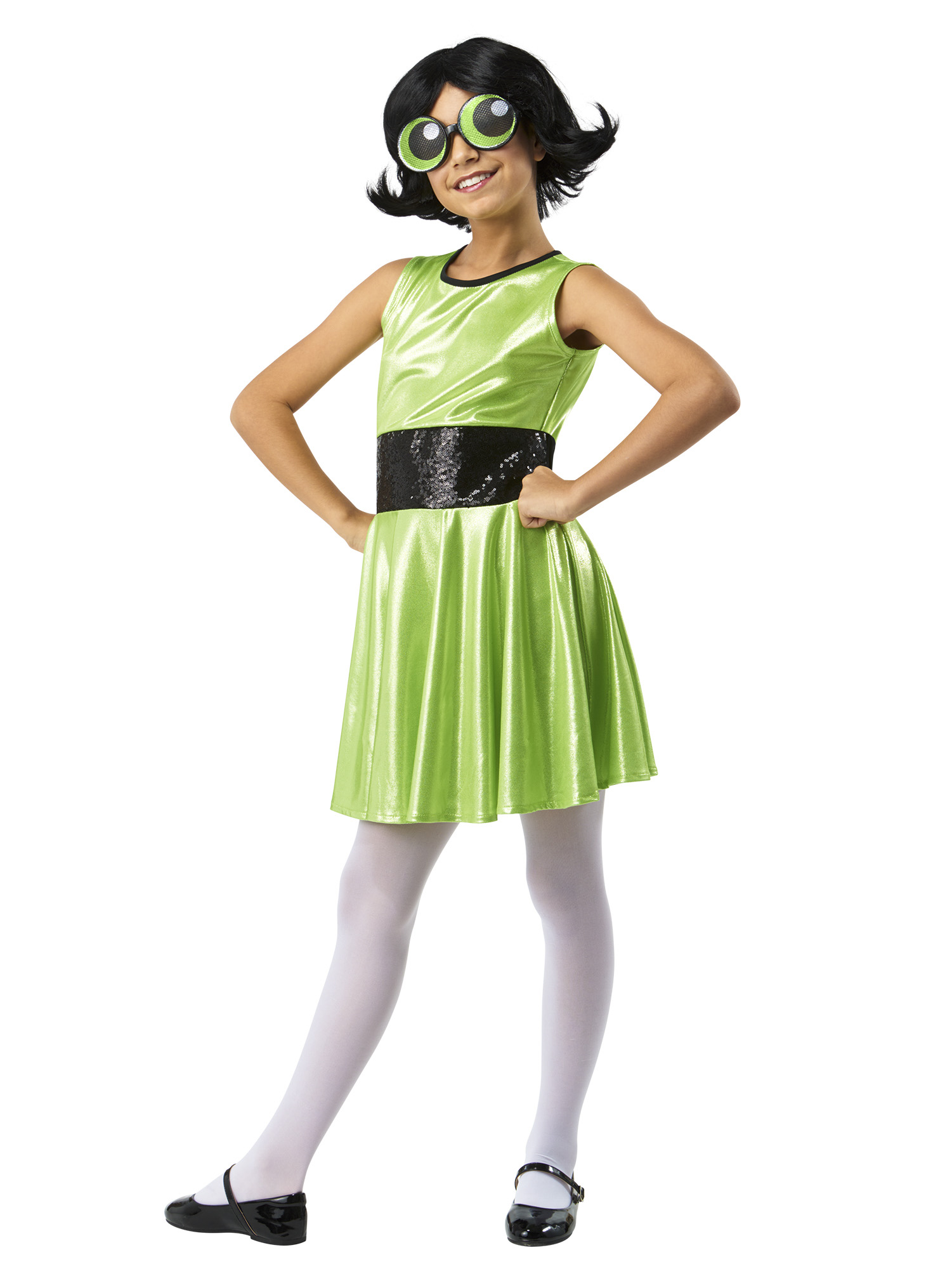 Powerpuff Girls Buttercup Fancy-Dress Costume Children with Glasses for Girls, Size 4-6X