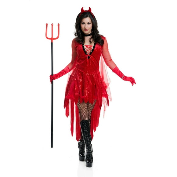 RUBIES II Red Hot Devil Fancy-Dress Costume with Dress and Headpiece for Women, Adult One Size
