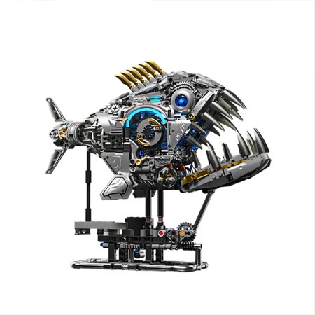 RUBINZHI Mechanical Piranha Building Blocks Set with Light Compatible with Lego Animals Fish for Adults 1085pcs