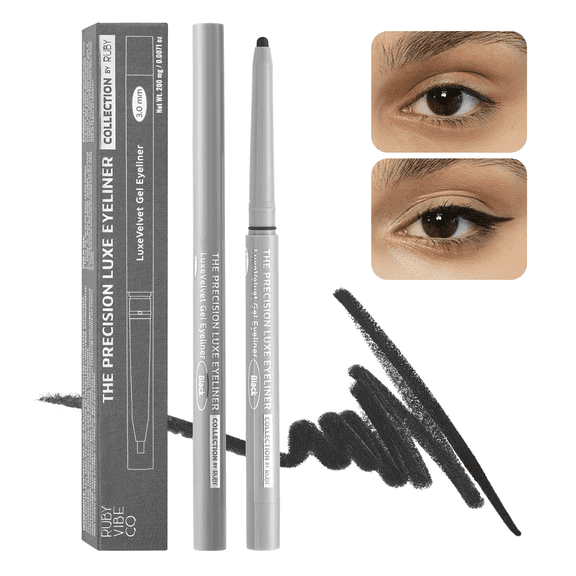RUBY VIBE CO Gel Eyeliner, 3.0mm Tip Smudge-Resistant High-Pigment Eye Liner Black, 0.0071 oz