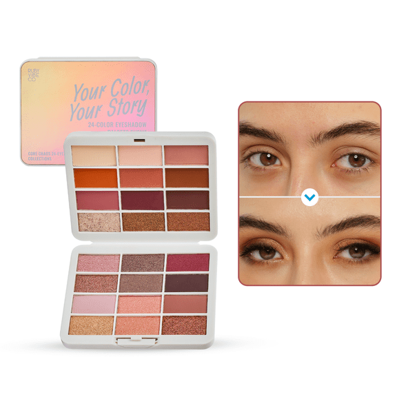 RUBY VIBE CO Core Chaos 24-Color Eyeshadow Palette, Sun-Kissed Glam Makeup Palette