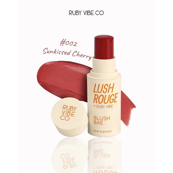 RUBY VIBE CO Cream Blush Stick, Sunkissed Cherry Face Blush Makeup, Multi-Use Cheek Lip & Eye Color, 0.21 oz