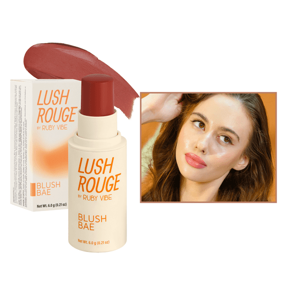 RUBY VIBE CO Cream Blush Stick, Sunkissed Cherry Face Blush Makeup, Multi-Use Cheek Lip & Eye Color, 0.21 oz