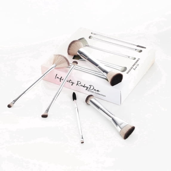 RUBY VIBE CO DualFlex Precision Makeup Brush Set, 10-in-1 Dual-Ended Brushes, Travel Friendly