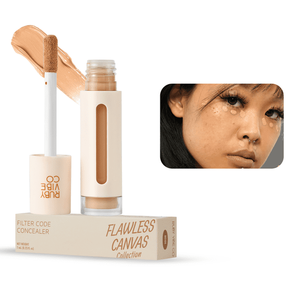 RUBY VIBE CO Filter Code Liquid Concealer, Buildable Under Eye Concealer for Dark Circles, Beige