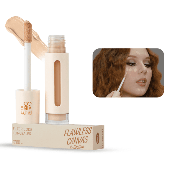 RUBY VIBE CO Filter Code Liquid Concealer, Buildable Under Eye Concealer for Dark Circles, Porcelain
