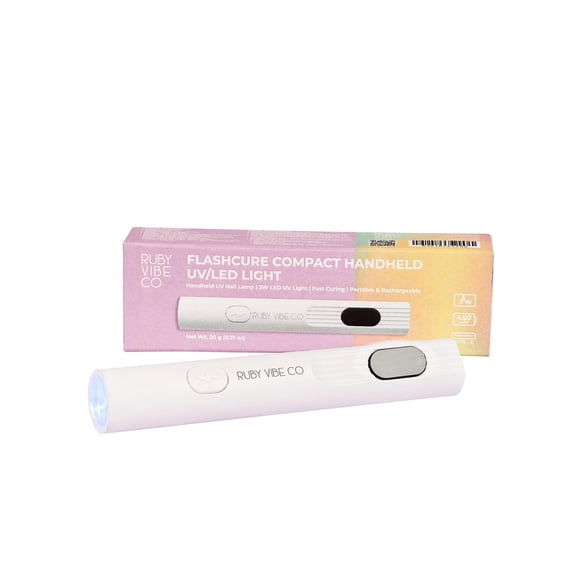RUBY VIBE CO FlashCure Compact Handheld UV/LED Light, 3W, White, 365-405nm, Rechargeable, 20g