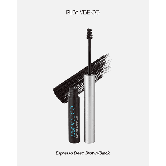 RUBY VIBE CO Glazed Brow Gel, Deep Brown Tinted Eyebrow Gel, Brow Filler for Defined Brows, Espresso