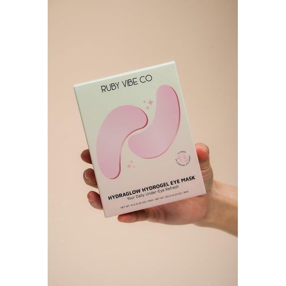 RUBY VIBE CO HydraGlow Hydrogel Eye Mask, Hydrating & Revitalizing, Under-Eye Refresh, Gel Form, Collagen & Hyaluronic Acid, Cooling, 12 Pairs