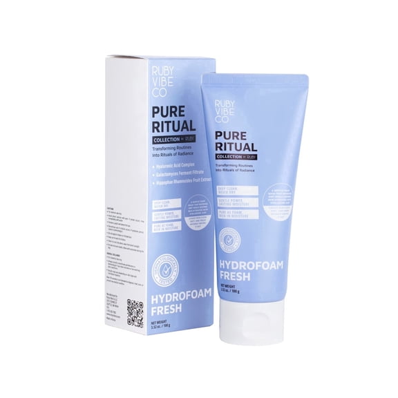 RUBY VIBE CO HydroFoam Fresh Facial Cleanser with Hyaluronic Acid, 3.53 oz