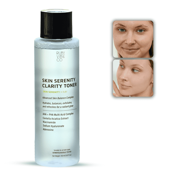 RUBY VIBE CO Korean Face Toner, Hydrating Toner for Face with AHA, PHA, Niacinamide & Tea Tree, 5.07 fl oz