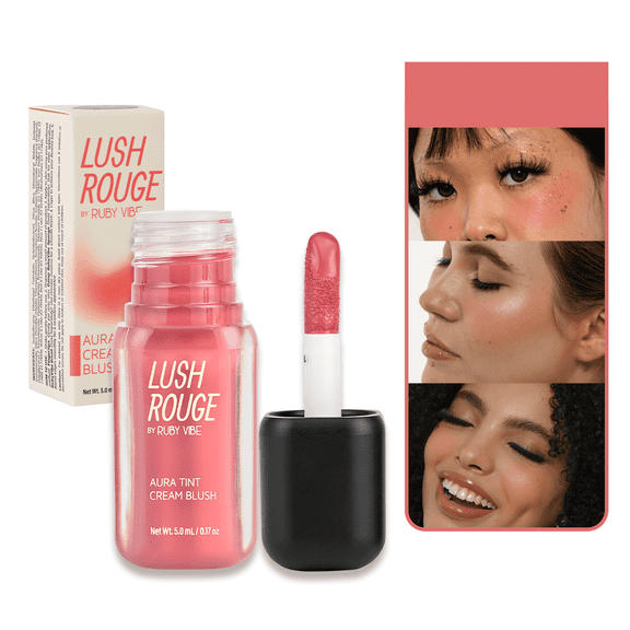 RUBY VIBE CO Liquid Cream Blush Tint, Rosy Haze Face Blush with Vitamin E & Hyaluronic Acid, Radiant Makeup Blush