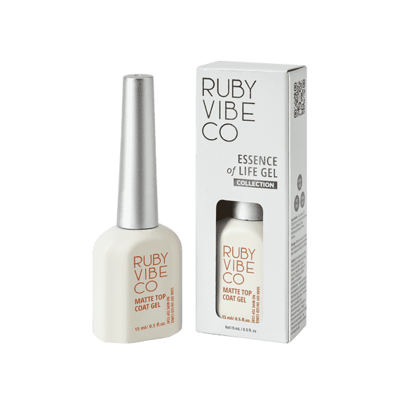 RUBY VIBE CO Matte Gel Top Coat Nail Polish, No-Wipe HEMA-Free UV/LED Clear Finish, 0.5 fl oz