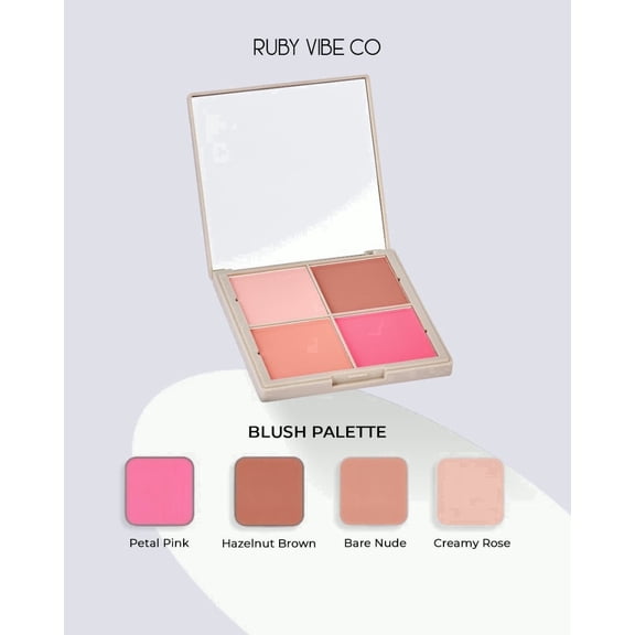 RUBY VIBE CO Pro Sculpt Face Palette, Contour Powder, Bronzer Palette & Face Highlighter, 4 Shades, 0.92 oz