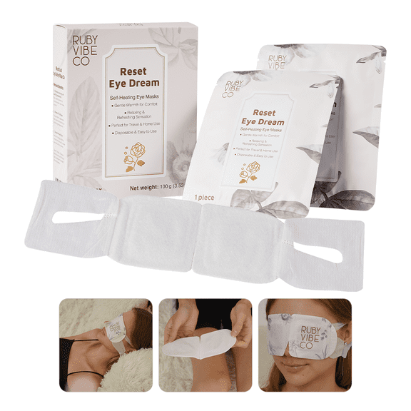 RUBY VIBE CO Reset Eye Dream Mask, Self-Heating Eye Masks, Medical Non-Woven Fabric, 12 Pairs, Gentle Warming Comfort for Tired Eyes, 100 g (3.53 oz)