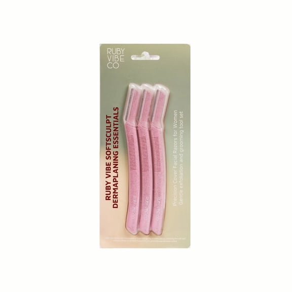 RUBY VIBE CO SoftSculpt Dermaplaning Essentials, Precision Facial Razors for Women, Peach Fuzz & Eyebrow Trimming Tool Set