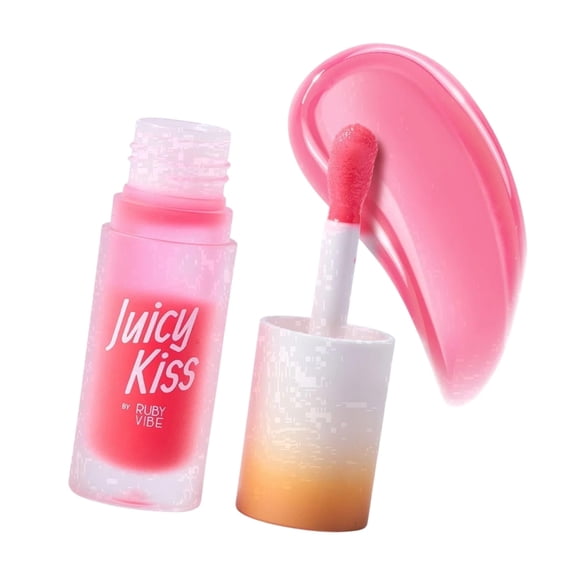 RUBY VIBE CO JuicyKiss Lip Oil, Blush Petal, Hydrating Lip Oil with Smooth Finish and High-Gloss Shine, 0.25 fl. oz