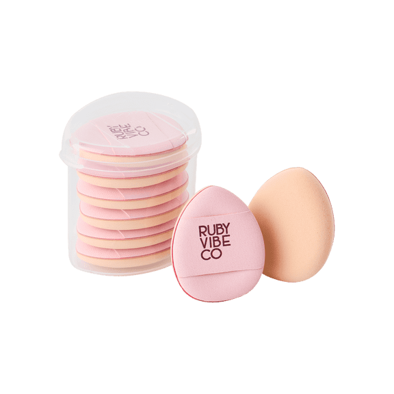 RUBY VIBE CO Triangle Powder Puffs, 6 Pink Makeup Puff Sponges for Setting Powder, Liquid & Cream Makeup
