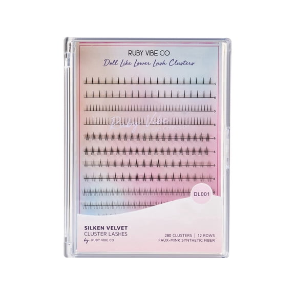 RUBY VIBE CO Ultimate Bottom Lash Cluster Set, 280 Wispy Manga Anime Lash Clusters