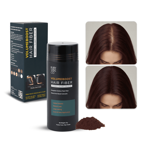RUBY VIBE CO VolumeBoost Hair Fiber Powder for Thinning Hair, Natural-Looking Root Touch-Up, Auburn 0.88 oz (25g)