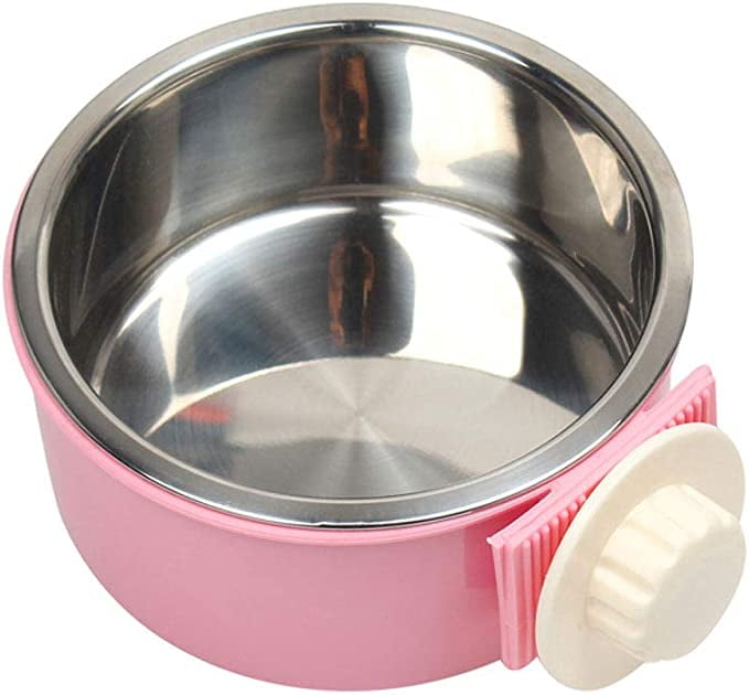 ProSelect Stainless Steel Hanging Pet Food Bowl to Attach to Cage – 5-2/7”  x 4-2/7” Size, 3” in Depth, 8-oz. Capacity