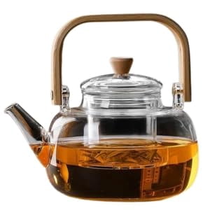 Viva Infusion Borosilicate Glass Teapot With Infuser - 34 Oz/1 Liter, Bamboo Lid | Stovetop Safe Loose Leaf Tea Maker 6 thumbnail image