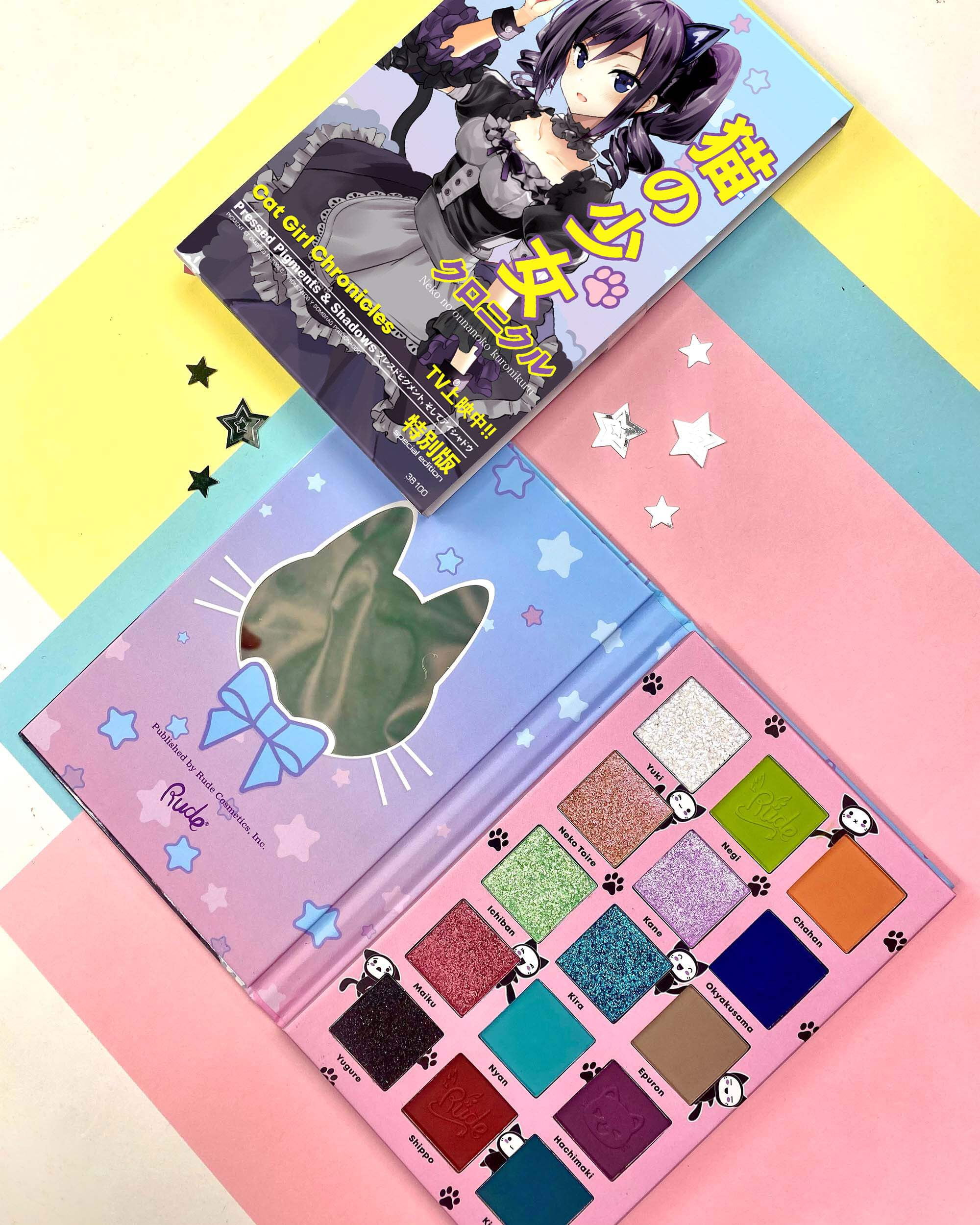 RUDE COSMETICS Manga Collection Pressed Pigments  Shadows Palette - Cat Girl Chronicles