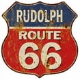 thumbnail image 1 of RUDOLPH Route 66 Sign Shield Metal Gift Man Cave Red 211110005438, 1 of 1