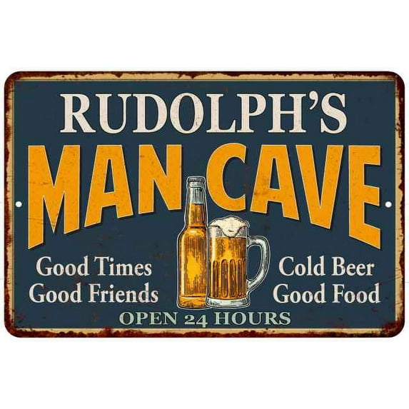 RUDOLPH'S Man Cave Metal Sign Green Gift 8x12 108120012359