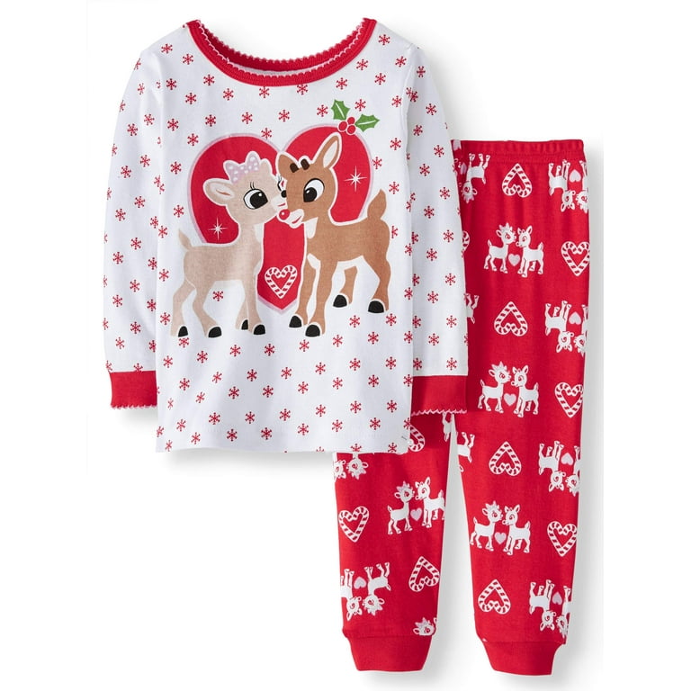 Organic Cotton One Piece Red Nose Reindeer Printed Pajama Organic Cotton One Piece Red Nose Reindeer Printed Pajama