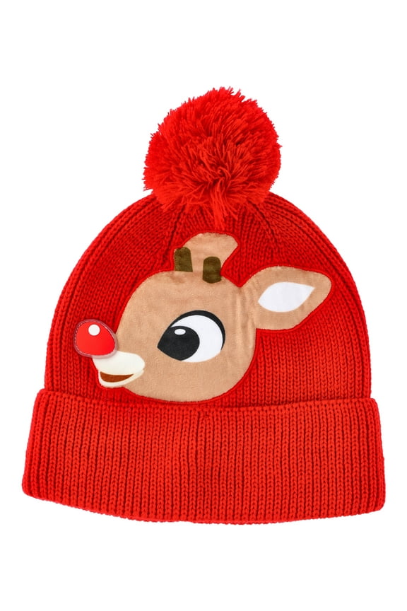 Rudolph the Red Nosed Reindeer Girls' Beanie Hat and Gloves Set, 2-Piece