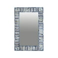 thumbnail image 1 of RUDRAKSHA CORPORATION Blue & Off-White Bone Inlay Rectangular Mirror Frame, Marbled Striped Wall Mirror, Stepped Corner Design for Coastal or Modern Decor, 1 of 3