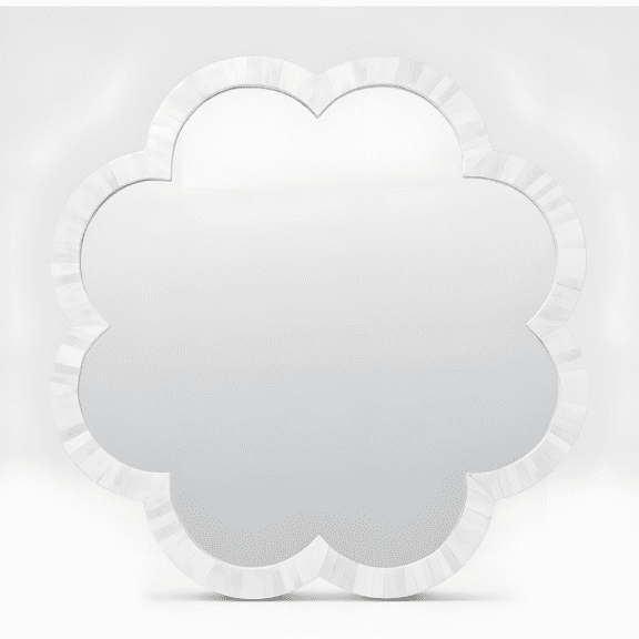 RUDRAKSHA CORPORATION Bone Inlay Mirror Frame, Ivory Flower Design, Wall Mirror for Contemporary, Boho, or Coastal Décor