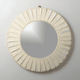 thumbnail image 1 of RUDRAKSHA CORPORATION Round Bone Inlay Mirror Frame, Beige Sunburst Design, Monochrome Wall Mirror for Retro, Boho, or Coastal Décor, 1 of 2