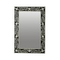 thumbnail image 1 of RUDRAKSHA CORPORATION Traditional Rectangle Bone Inlay Mirror, Black and Ivory Frame with Detailed Floral & Leaf Pattern, Elegant Wall Decor, 1 of 4