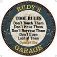thumbnail image 1 of RUDY'S Garage Rules 14" Round Metal Sign Garage Bar Wall Decor 100140015108, 1 of 1