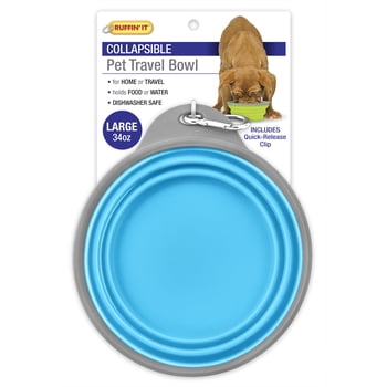 RUFFIN' IT Collapsible Bowl, 34oz Large, Variety of Colors Pink, Green Or Blue
