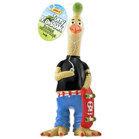 RUFFIN' IT Tony Mohawk Durable Latex Chicken Dog Toy, Small