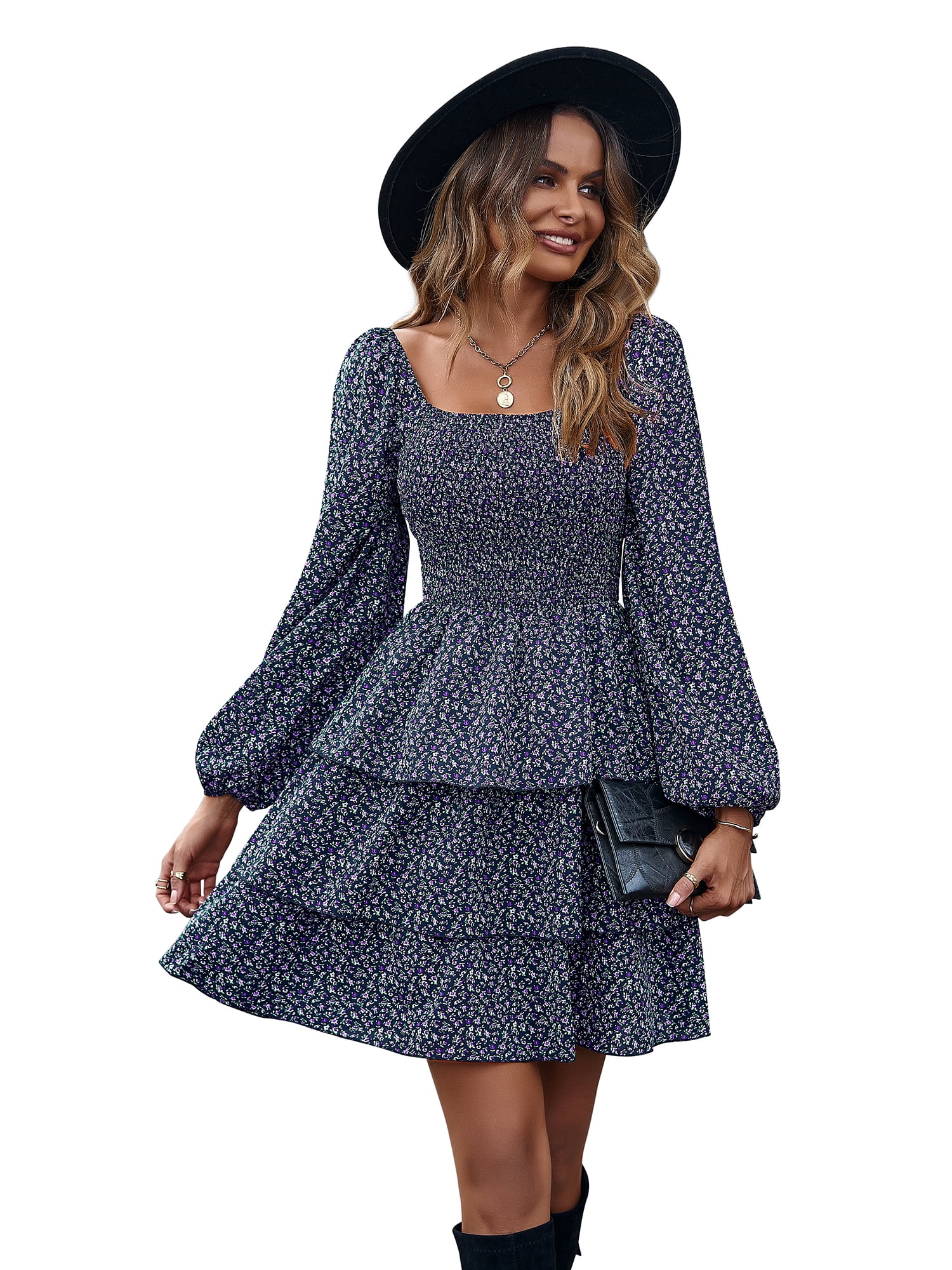 PRETTYGARDEN Women's Long Sleeve Ruffle Mini Dress, Sizes S-XXL