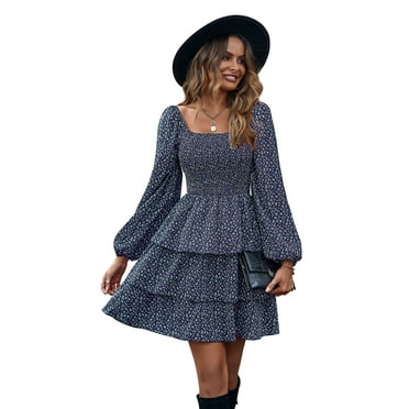 PRETTYGARDEN Women's Long Sleeve Ruffle Mini Dress, Sizes S-XXL