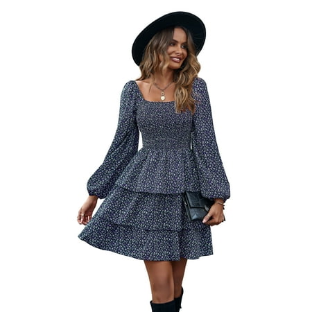PRETTYGARDEN Women's Long Sleeve Ruffle Mini Dress, Sizes S-XXL