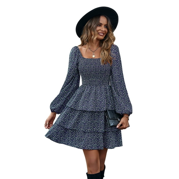 PRETTYGARDEN Women's Long Sleeve Ruffle Mini Dress, Sizes S-XXL