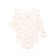 Garanimals Baby Girl Henley Printed Bodysuit with Long Sleeves, Sizes 0-24 Months