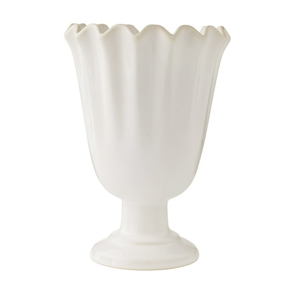 The Pioneer Woman Stoneware Scalloped Vase, Cream, 9"