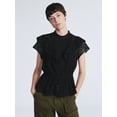 thumbnail image 1 of Scoop Women’s Lace Ruffle Peplum Blouse with Short Sleeves, Sizes XS-XXL, 1 of 5