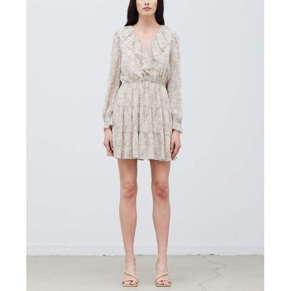 RUFFLED NECK LUREX MINI DRESS