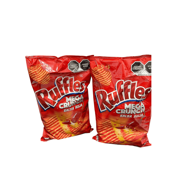 RUFFLES SABRITAS PAPAS FRITAS ONDULADAS MEGA CRUNCH SALSA ROJA 185 g